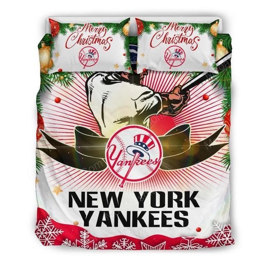  Merry Christmas New York Yankees Baseball Sport 2 Bedding Set – Duvet Cover – 3D New Luxury – Twin Full Queen King Size Comforter Cover 