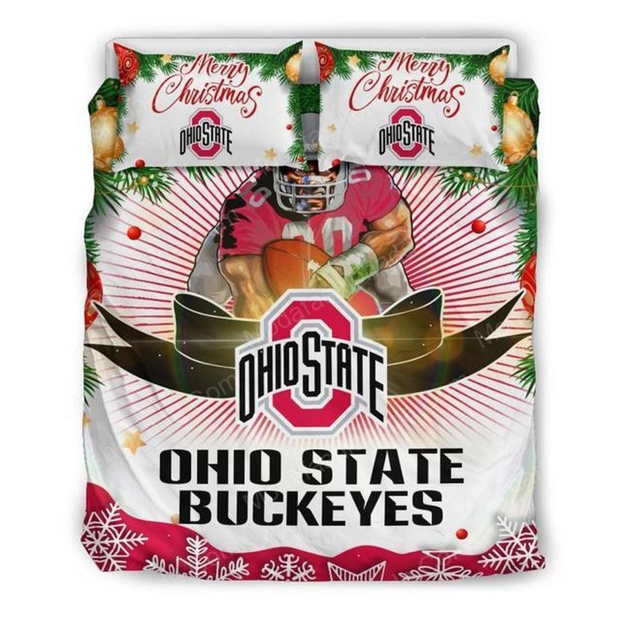 Merry Christmas Ohio State Buckeyes Football Sport 1 Bedding Set – Duvet Cover – 3D New Luxury – Twin Full Queen King Size Comforter Cover