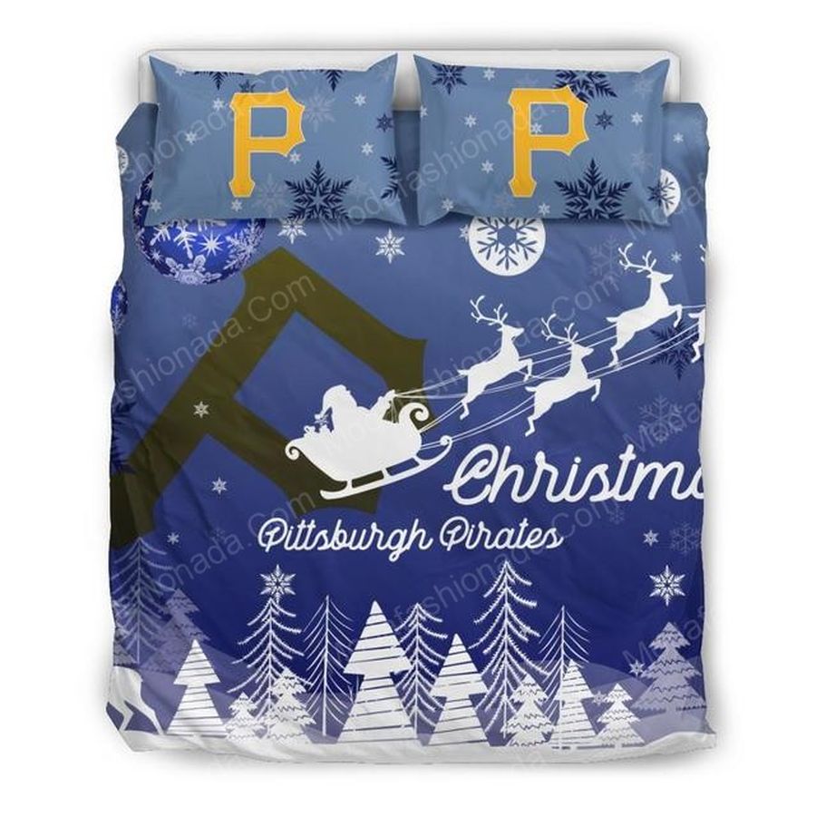 Merry Christmas Pittsburgh Pirates Baseball Sport 3 Bedding Set – Duvet Cover – 3D New Luxury – Twin Full Queen King Size Comforter Cover