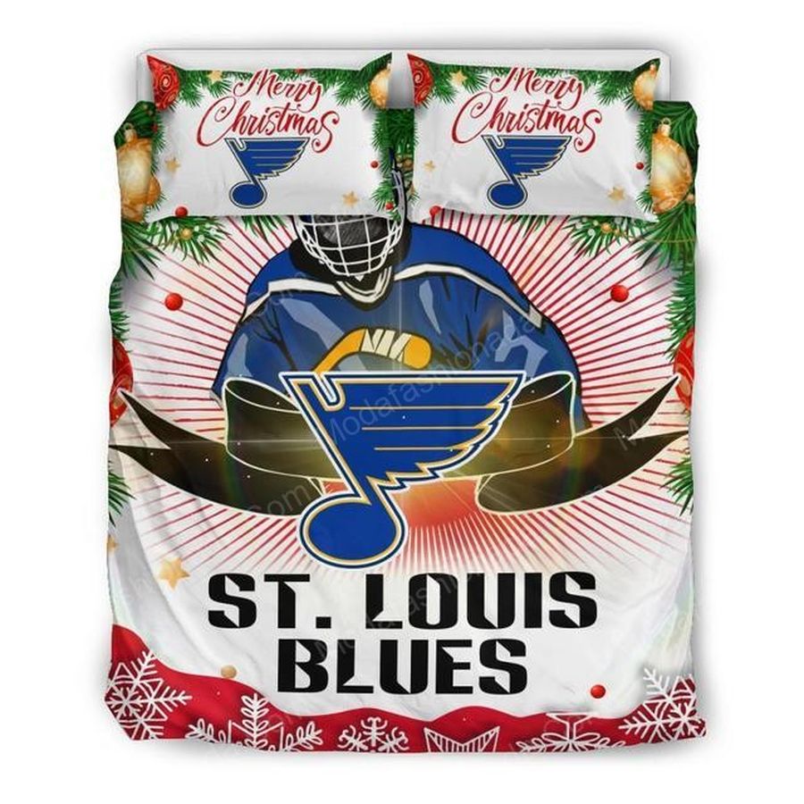 Merry Christmas St. Louis Blues Hockey Sport 1 Bedding Set – Duvet Cover – 3D New Luxury – Twin Full Queen King Size Comforter Cover