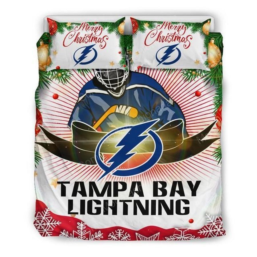 Merry Christmas Tampa Bay Lightning Hockey Sport 1 Bedding Set – Duvet Cover – 3D New Luxury – Twin Full Queen King Size Comforter Cover