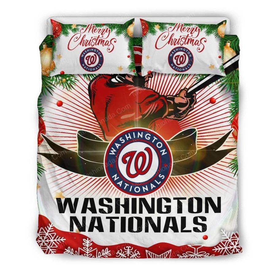 Merry Christmas Washington Nationals Baseball Sport 2 Bedding Set – Duvet Cover – 3D New Luxury – Twin Full Queen King Size Comforter Cover