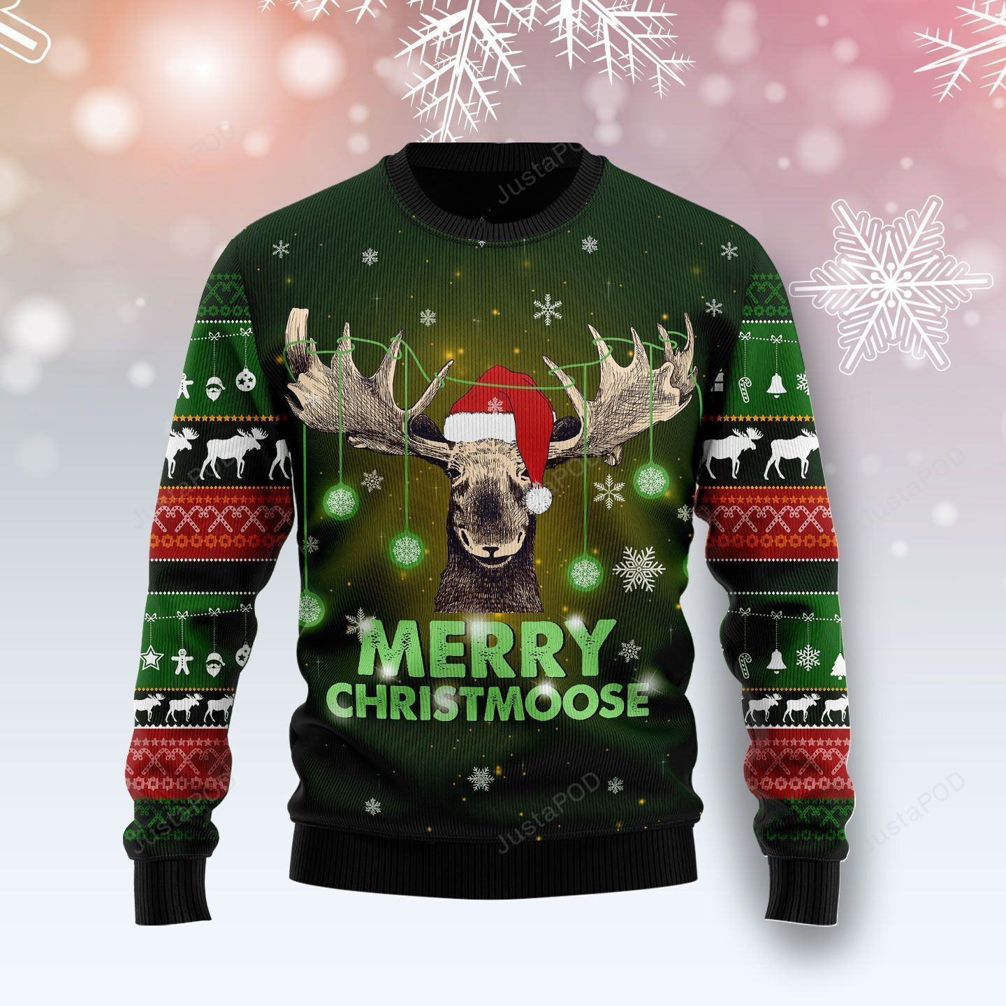 Merry ChristMoose Ugly Christmas Sweater All Over Print Sweatshirt Ugly
