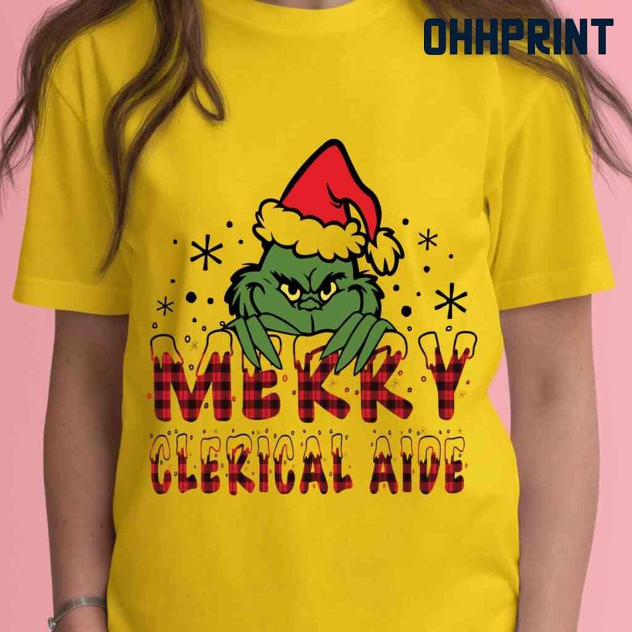 Merry Clerical Aide Grinchmas Tshirts White