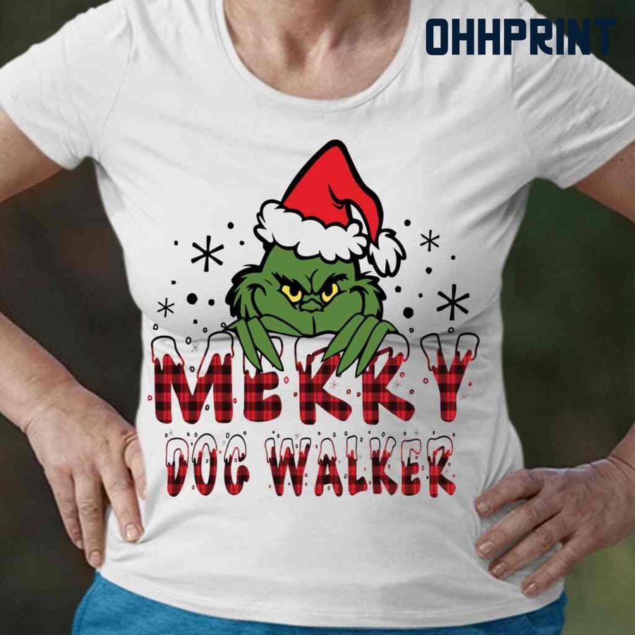 Merry Dog Walker Grinchmas Tshirts White