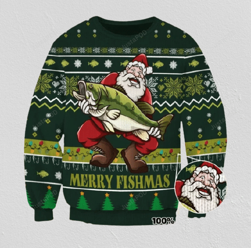 Merry Fishmas For Unisex Ugly Christmas Sweater All Over Print