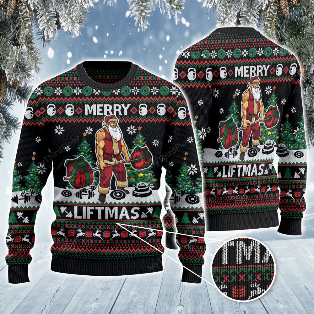 Merry Liftmas Christmas Gift All Over Print 3D Ugly Sweater