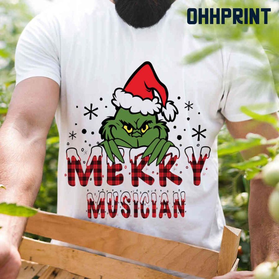 Merry Musician Grinchmas Tshirts White