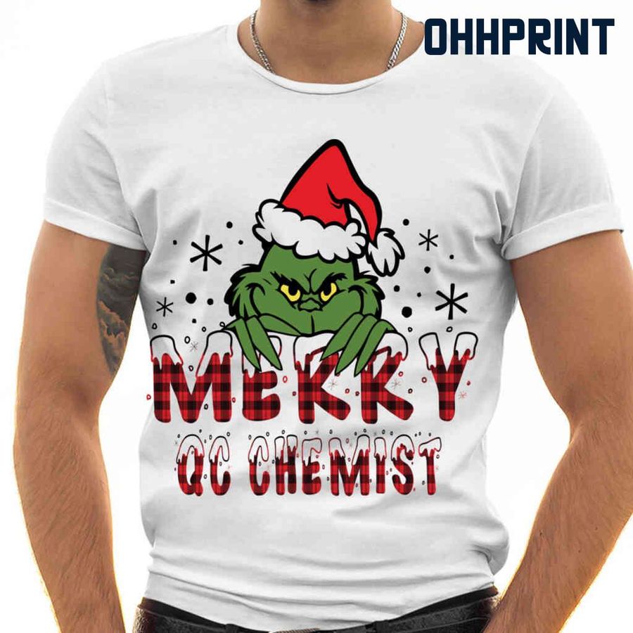 Merry QC Chemist Grinchmas Tshirts White