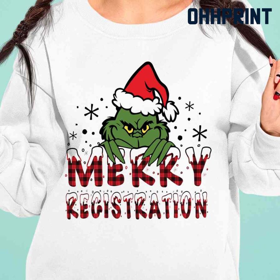 Merry Registration Grinchmas Tshirts White