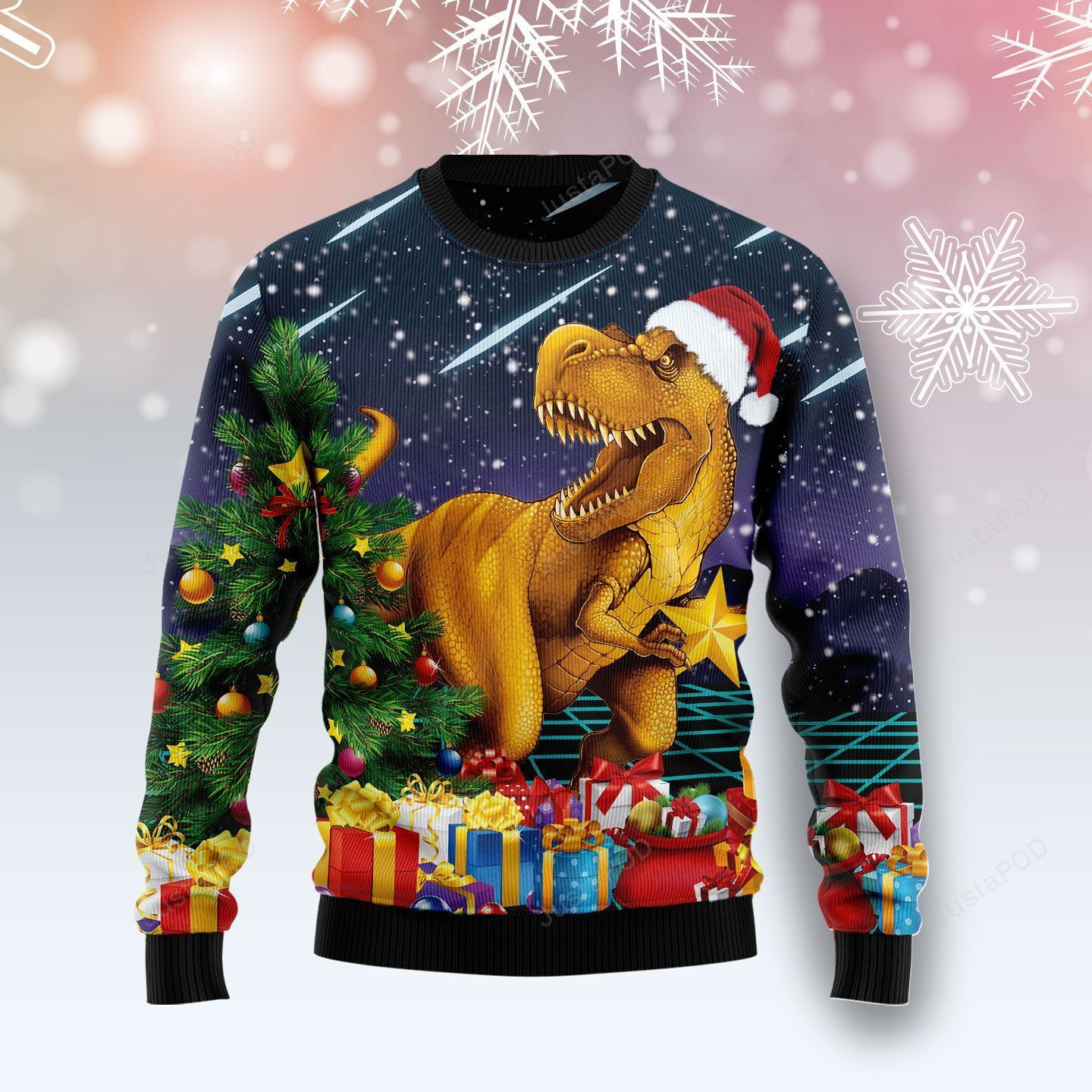 Merry T-rex Ugly Christmas Sweater All Over Print Sweatshirt Ugly
