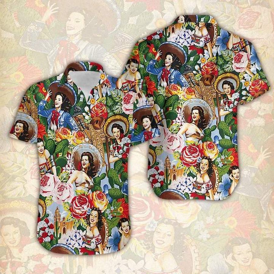 Mexican Girl Vintage Retro Hawaiian Shirt Pre12598, Hawaiian shirt, beach shorts, One-Piece Swimsuit, Polo shirt, funny shirts, gift shirts