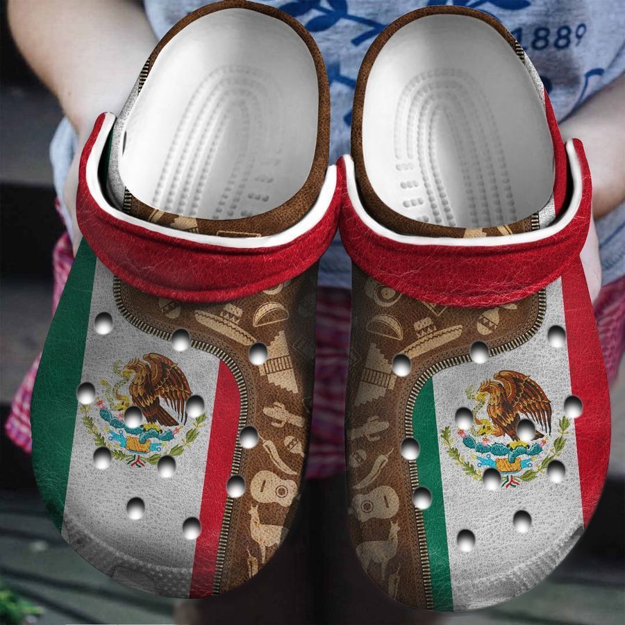 Mexico Flag And Symbols Zipper For Men And Women Gift For Fan Classic Water Rubber Crocs Crocband Clogs, Comfy Footwear