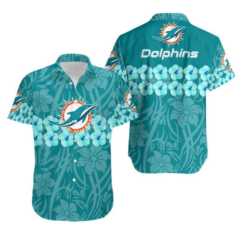 Miami Dolphins Flower And Logo Hawaii Shirt And Shorts Summer Collecti