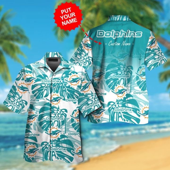 Miami Dolphins Hawaiian Shirt Button Up Tropical Aloha 11
