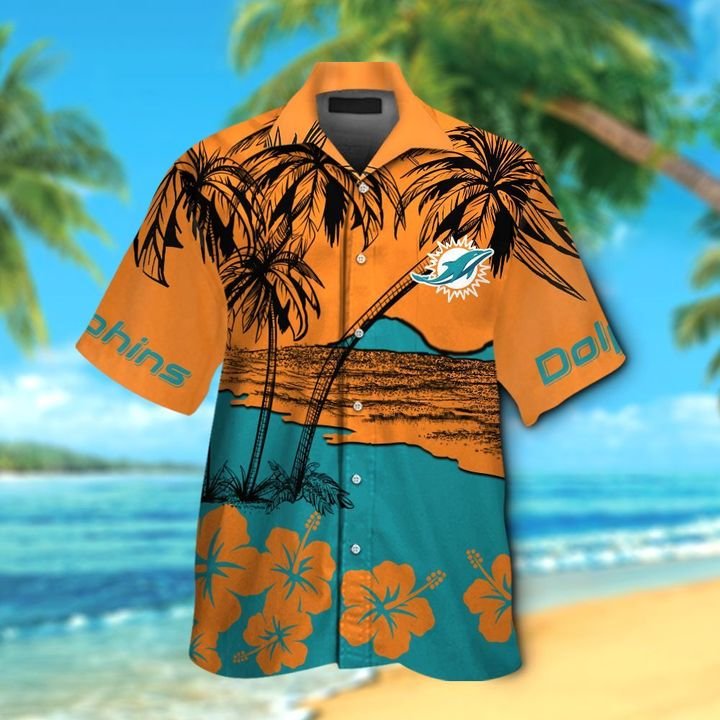 Miami Dolphins Hawaiian Shirt Button Up Tropical Aloha 8