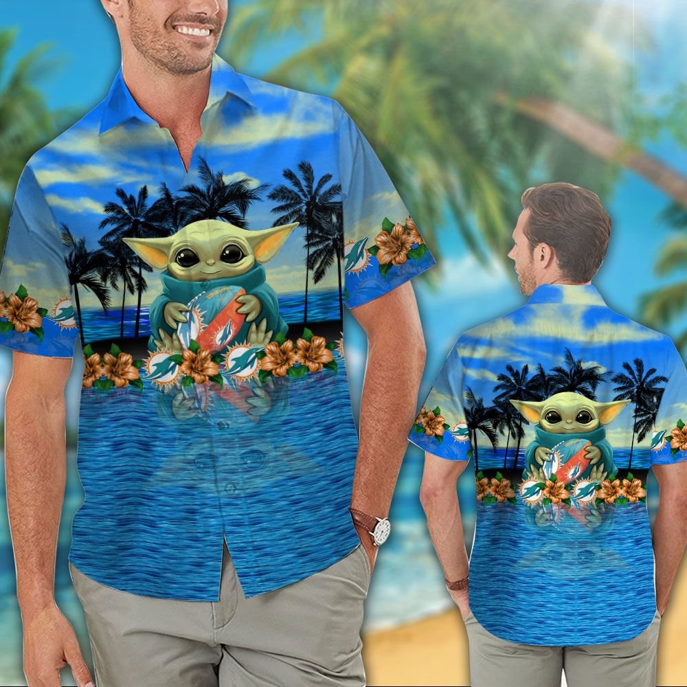 Miami Dolphins Hawaiian Shirt Short Sleeve Button Up Tropical Aloha 04