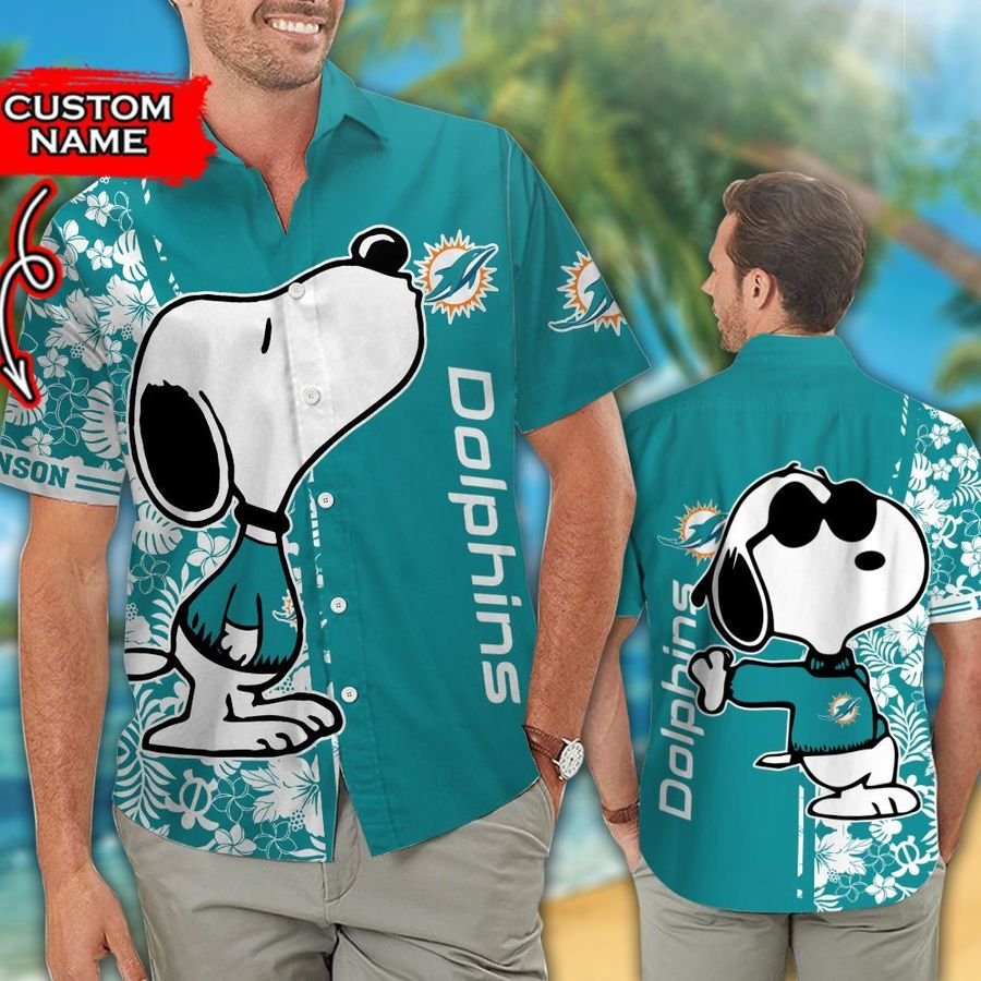 Miami Dolphins Hawaiian Shirt Snoopy Custom Tropical Aloha