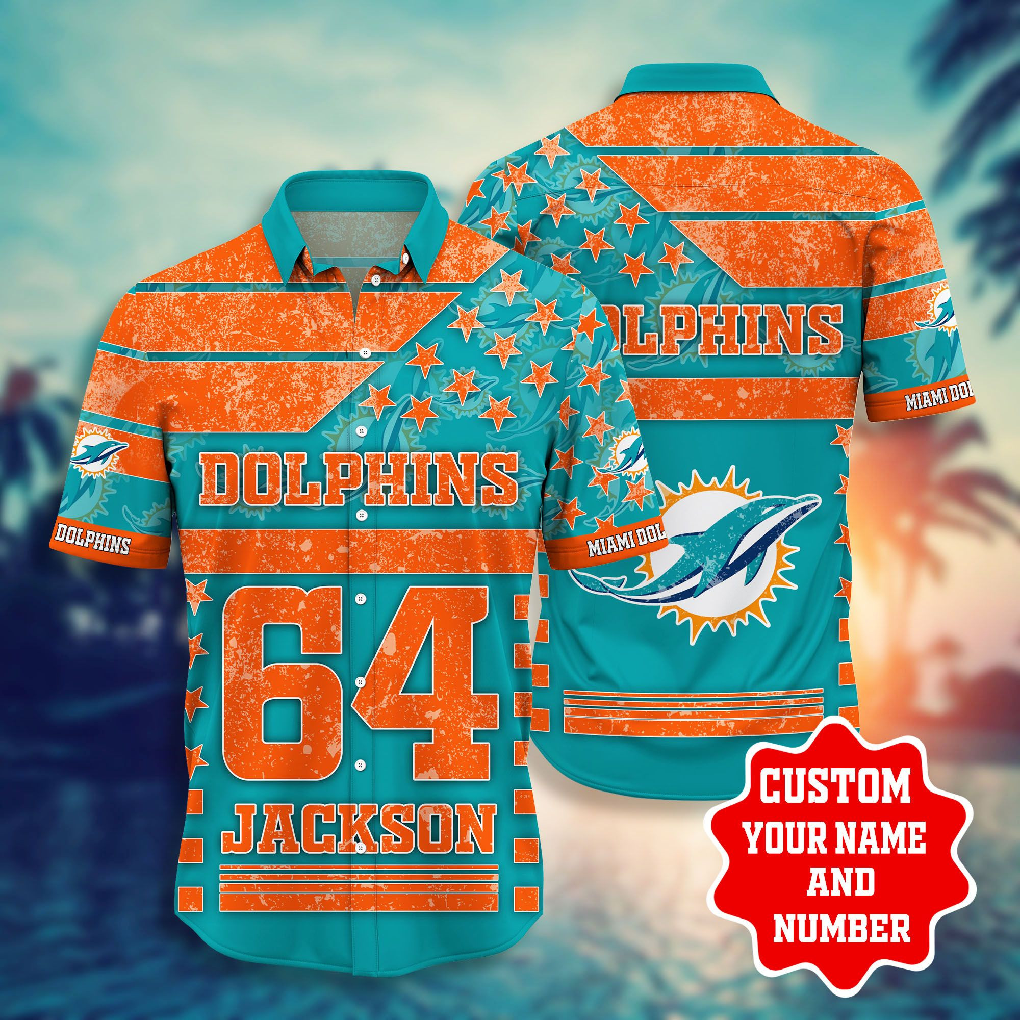 Miami Dolphins Hawaiian Shirt Star Custom Name Number