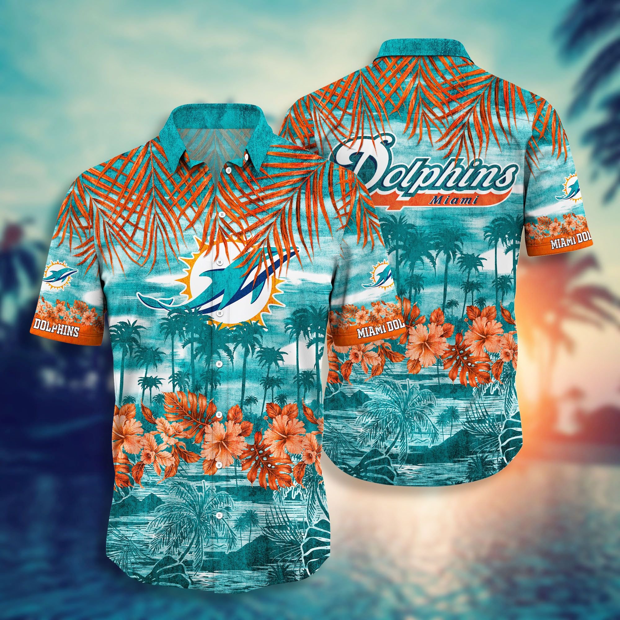 Miami Dolphins Haiiwan Desigh T-shirt Casual Short Sleeve Tee Top S-5XL 