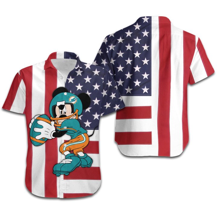 Miami Dolphins Shirt American Flag Disney Mickey 3d All Over Print
