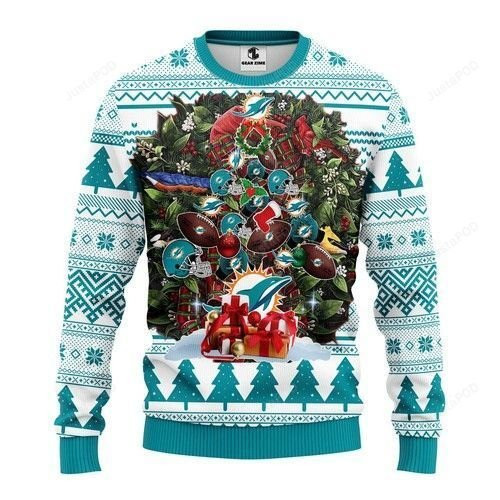 Miami Dolphins Tree Christmas Ugly Christmas Sweater All Over Print