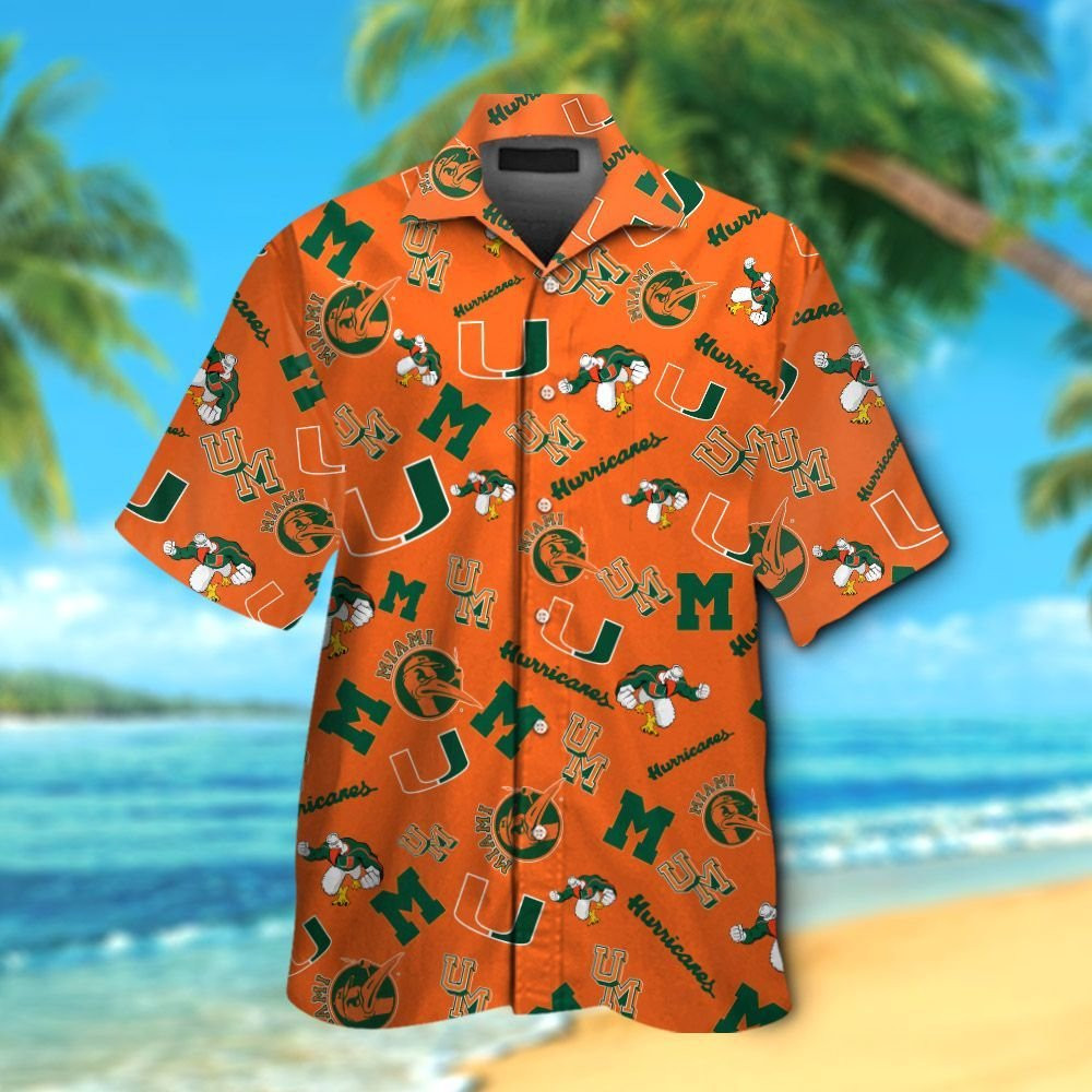 Miami Hurricanes Short Sleeve Button Up Tropical Aloha Hawaiian Shirts For Men Women