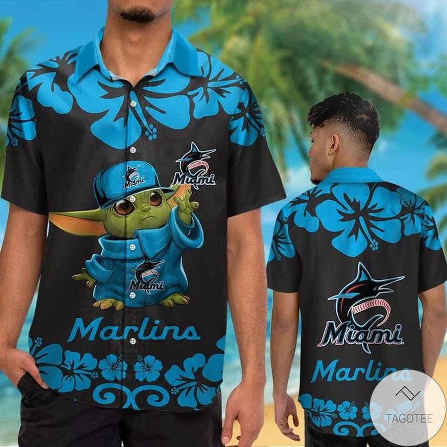 Miami Marlins Baby Yoda Hawaiian Shirt