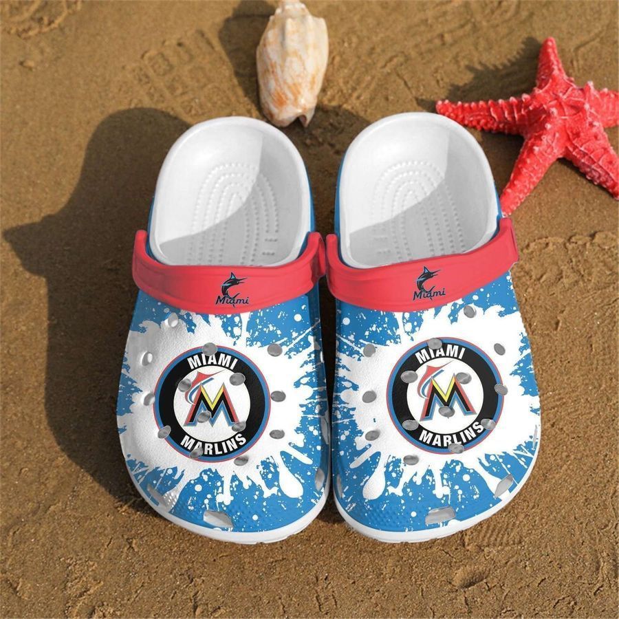 Miami Marlins Crocs Crocband Clog Comfortable Water Shoes For Fan