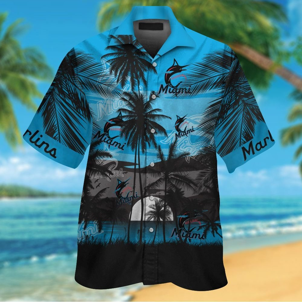 Miami Marlins Short Sleeve Button Up Tropical Aloha Hawaiian Shirts For Men Women Shirt