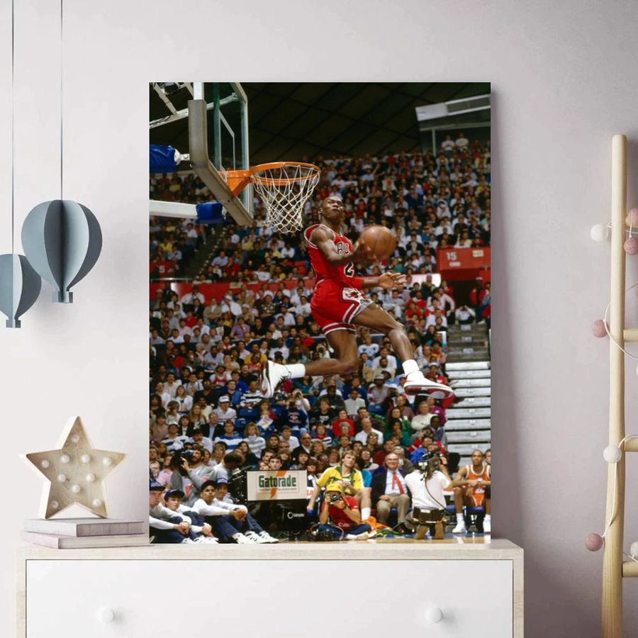 Michael Jordan Dunk Poster, Michael Jordan Canvas, Last Shot Jordan Wall Art, Chicago Bulls Poster, NBA Gift, Basketball Poster, Air Jordan