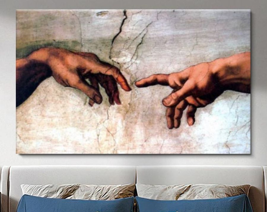 Michelangelo Art, Creation of Adam Art, Canvas Creation Adam, Modern Wall Art, Canvas Art, Canvas Wall Art, Canvas Wall Decor, Gift for Home