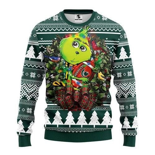 Michigan State Spartans Grinch Hug Ugly Christmas Sweater All Over