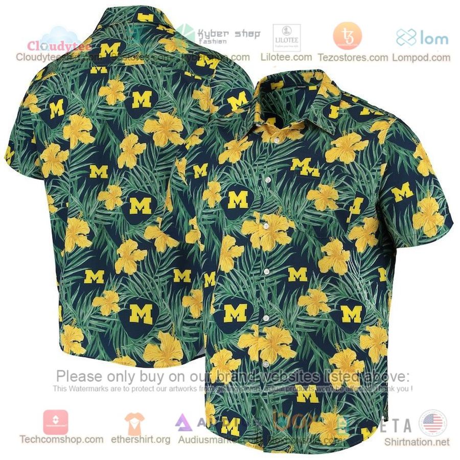Michigan Wolverines Navy Green Floral Hawaiian Shirt – LIMITED EDITION