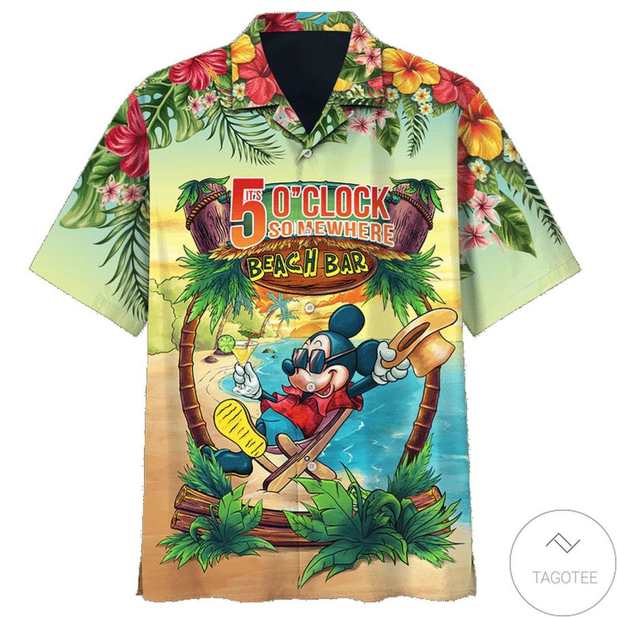 Mickey Mouse Its 5 Oclock Somewhere Beach Bar Hawaiian Shirt