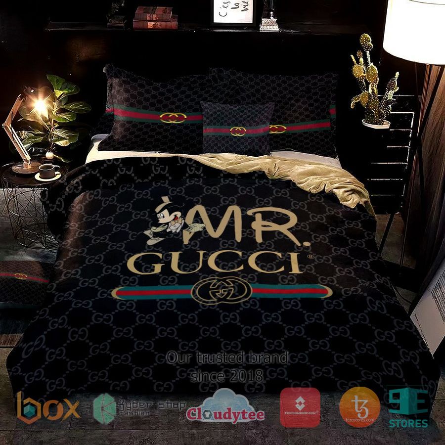 Mickey Mouse Mr Gucci black pattern Bedding Set – LIMITED EDITION