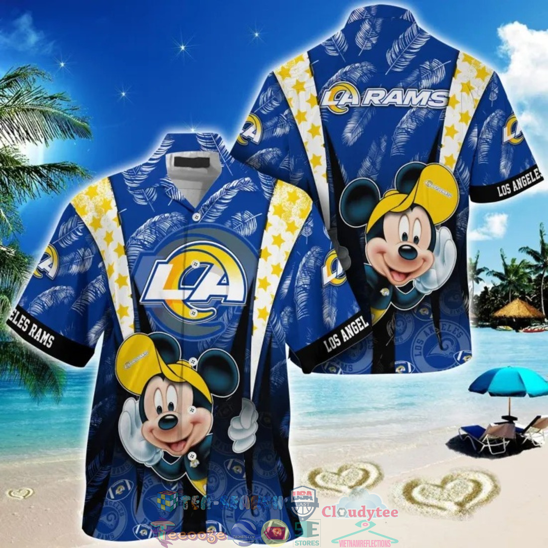 Mickey Mouse NFL Los Angeles Rams Hat Tropical Hawaiian Shirt – Saleoff