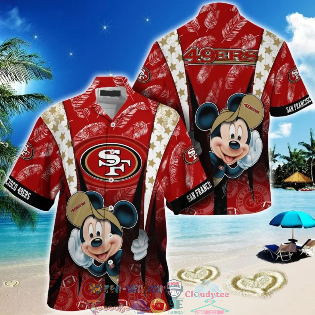 Mickey Mouse NFL San Francisco 49ers Hat Tropical Hawaiian Shirt – Saleoff