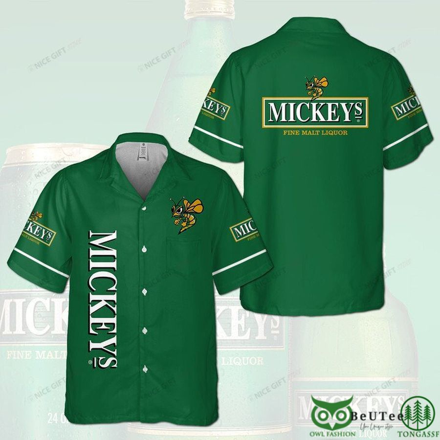 Mickey's Fine Malt Liquor Basic Green Hawaiian Shirt