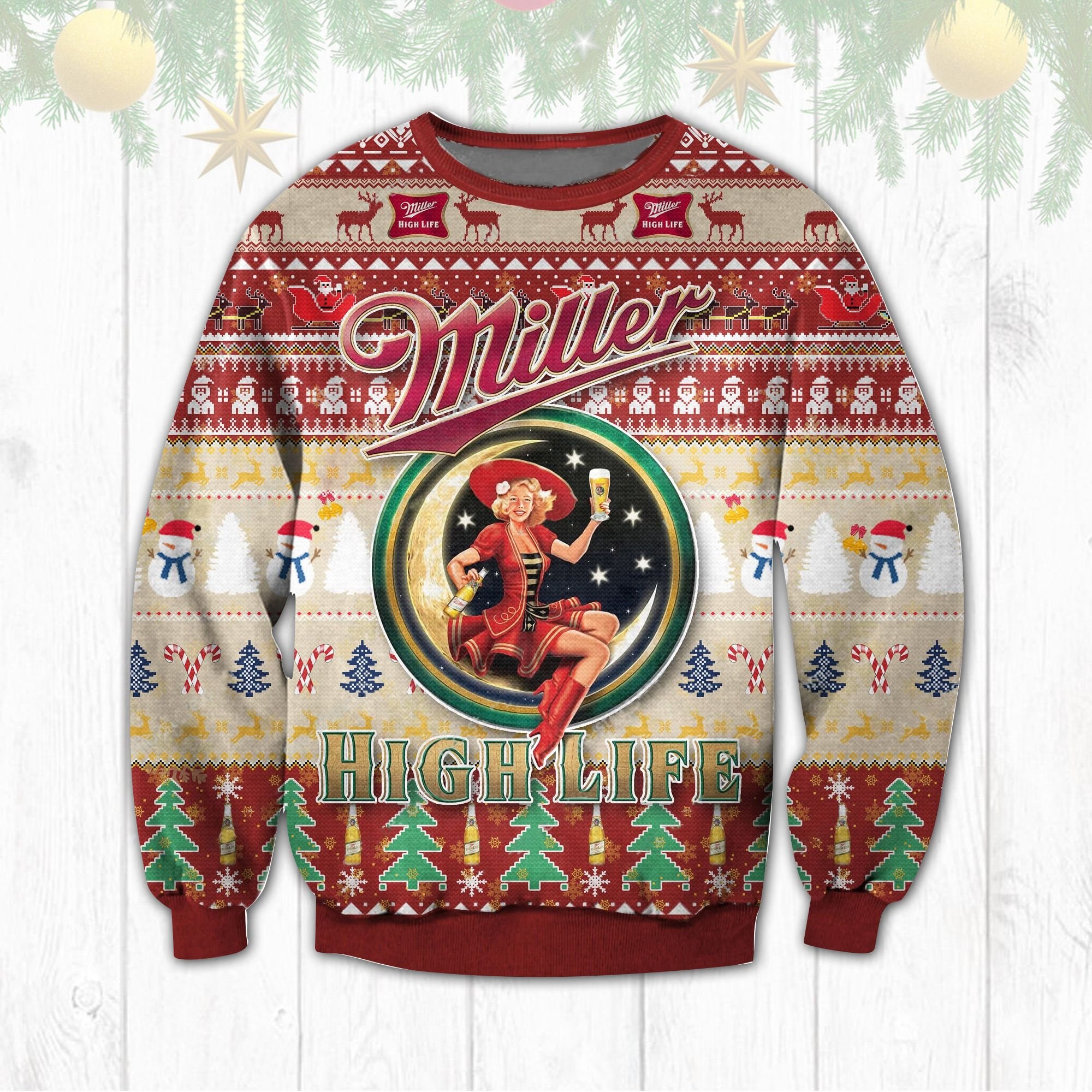Miller High Life Beer Sweater Christmas