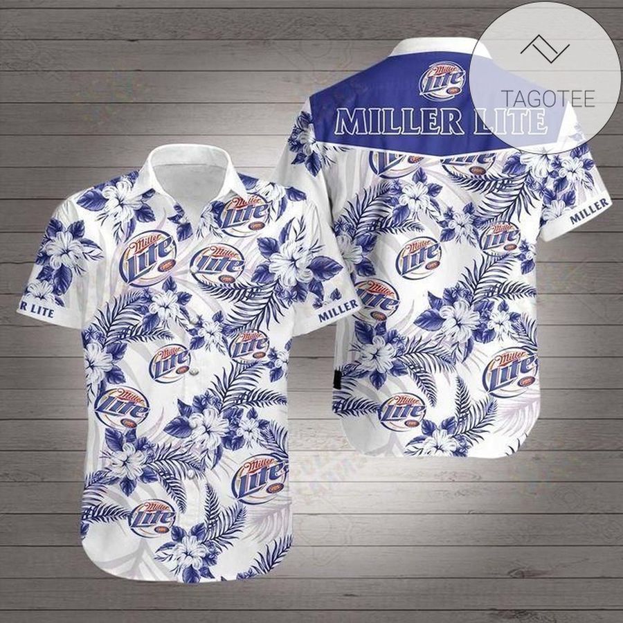 Miller Lite Authentic Hawaiian Shirt 2022 White Men Women Beach Wear Short Sleeve Authentic Hawaiian Shirt 2022