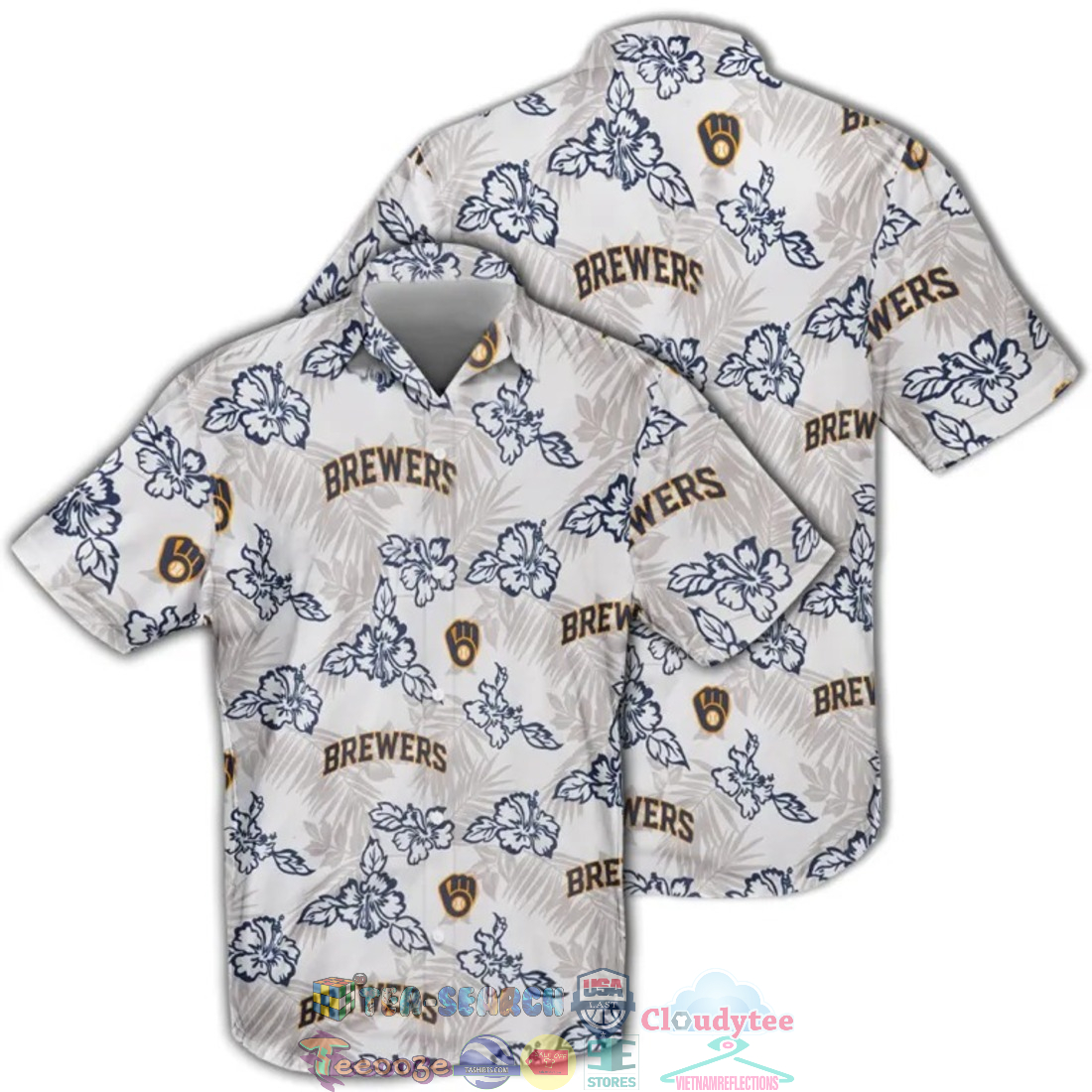 Milwaukee Brewers MLB Mens Floral Button Up Shirt