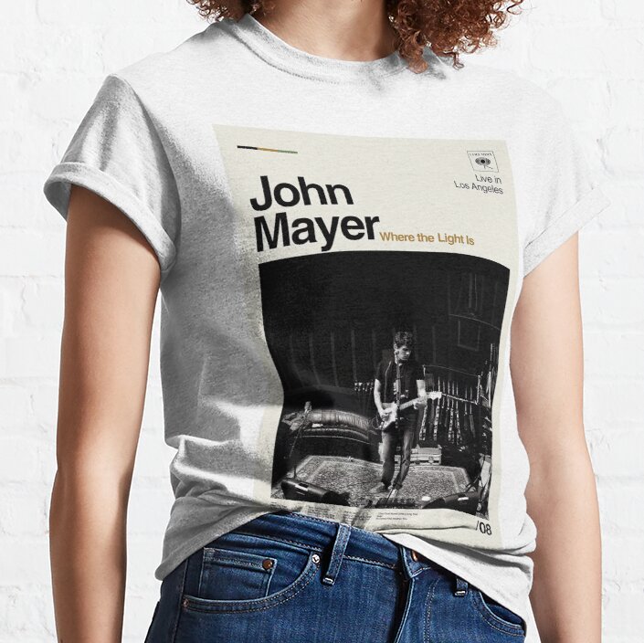 Minimalist Album Classic John Playing Guitar Black And White Live In Los Angeles Poster Classic T-Shirt