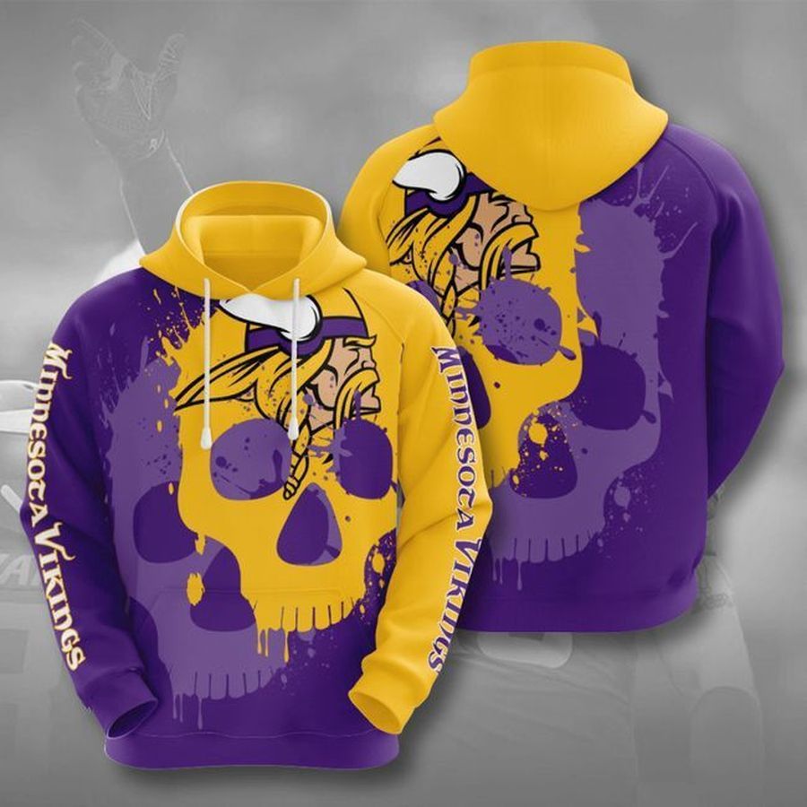 Minnesota Vikings 3D Hoodie Long Sleeve Hooded Pocket Pullover For Fan