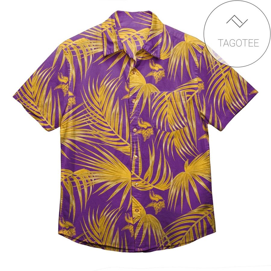Minnesota Vikings Mens Hawaiian Button Up Shirt
