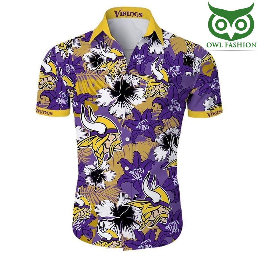 Minnesota vikings tropical flower Hawaiian Shirt