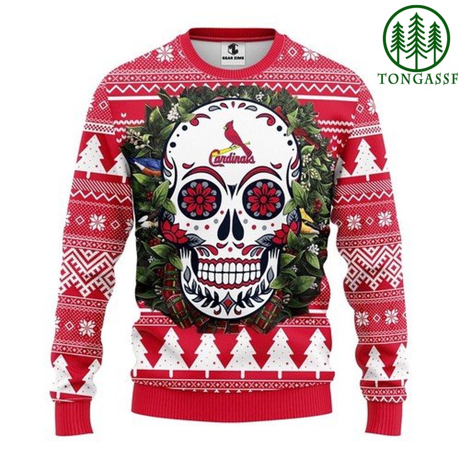 Mlb St Louis Cardinals Skull Flower Christmas Ugly Sweater