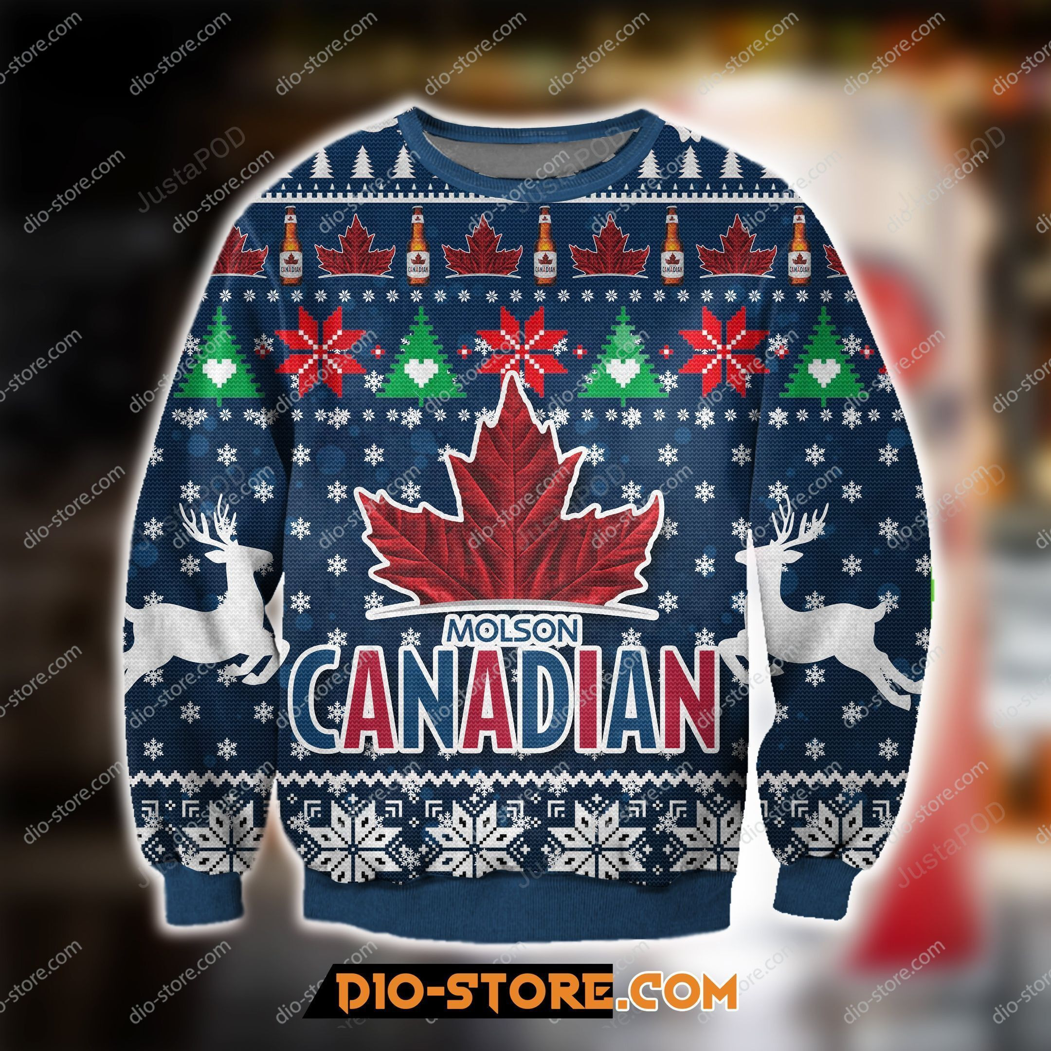 Molson Canadian Beer Knitting Pattern Ugly Christmas Sweater All Over