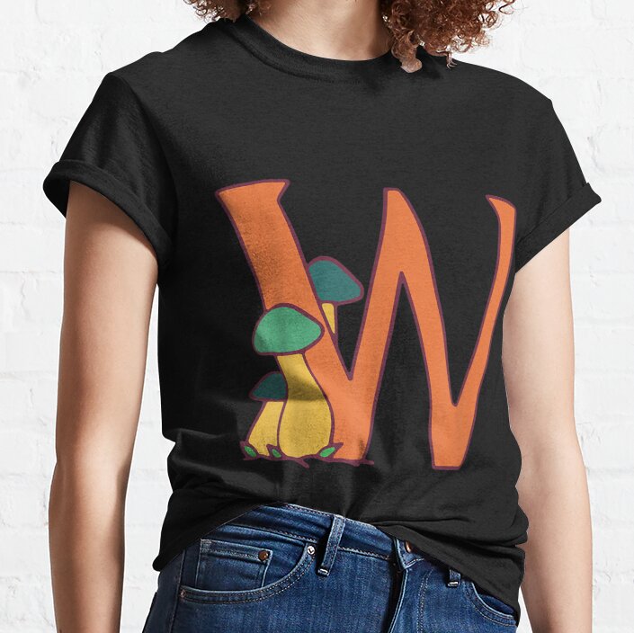Monogram Letter W Cute Cottagecore Mushroom Aesthetic Classic T-Shirt