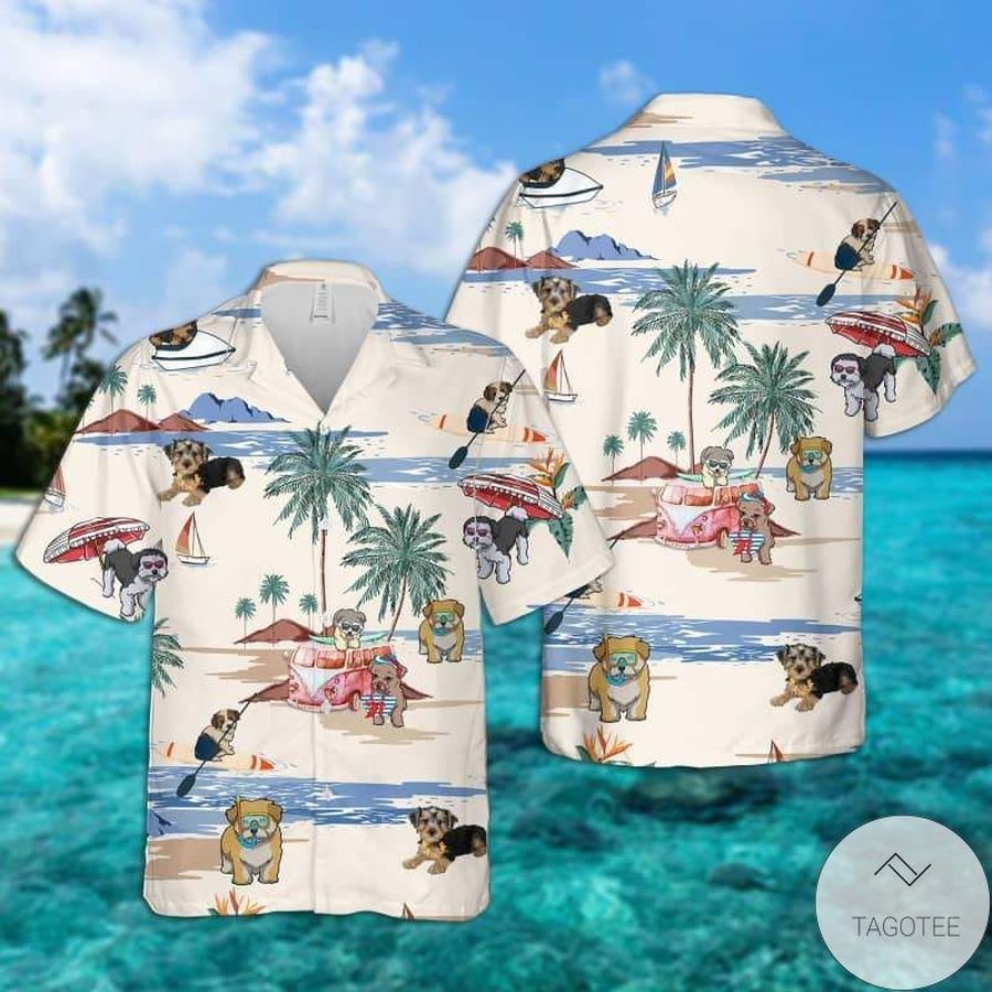 Morkie Summer Beach Hawaiian Shirt